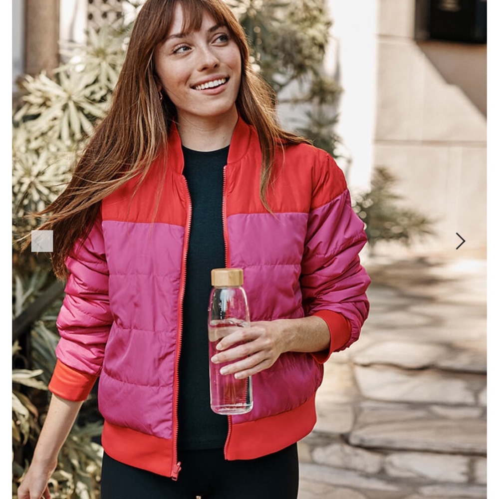 Reversible Packable Red/Pink Bomber Puffer